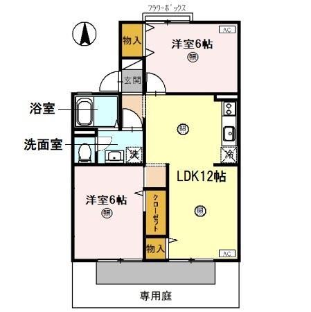 ピュアハイツ有本 I(2LDK/1階)の間取り写真