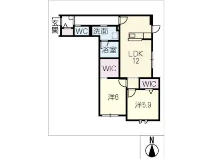 アルカディアSOU(2LDK/1階)の間取り写真