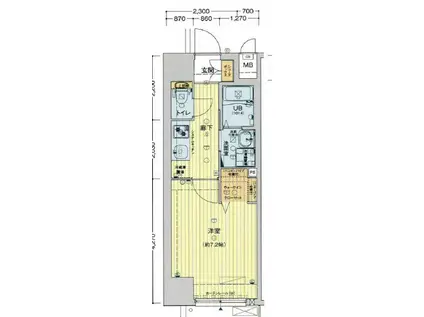 セオリー大阪ルチア(1K/4階)の間取り写真