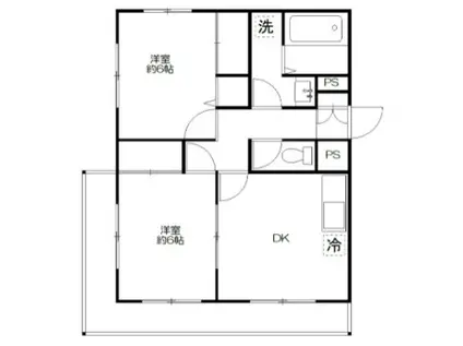 グリーンパーク(2DK/2階)の間取り写真