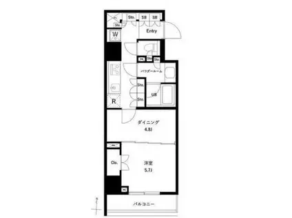 ジェノヴィア両国VIグリーンヴェール(1DK/12階)の間取り写真