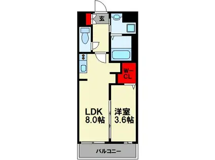 アヴェニール横田(1LDK/3階)の間取り写真