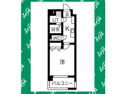 BLUEWING鯉江本町(1K/1階)の間取り写真