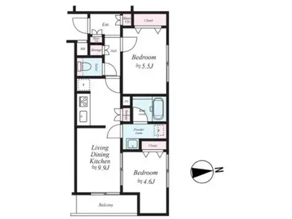ジェノヴィア東向島スカイガーデン(2DK/1階)の間取り写真