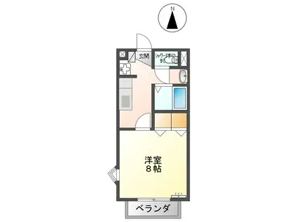 サープラスHIRO(1K/2階)の間取り写真