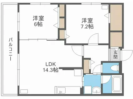 オクトブランシュ(2LDK/4階)の間取り写真