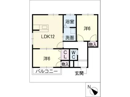 クレスト大村(2LDK/1階)の間取り写真