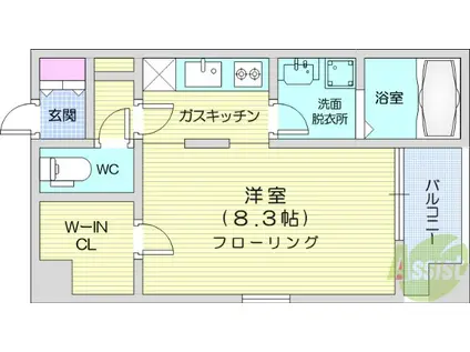 ヴィアーレ北目町(1K/2階)の間取り写真