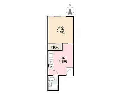 熊野ビル(1DK/2階)の間取り写真