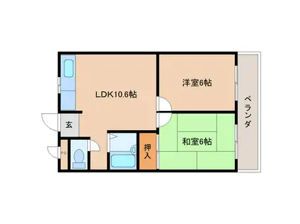 中村ハイツ(2LDK/2階)の間取り写真