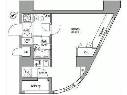 クロスレジデンス蒲田(1K/8階)の間取り写真