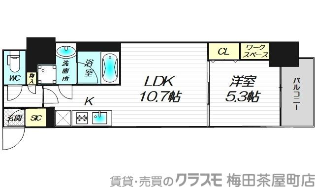 アーバネックス南新町(1LDK/14階)の間取り写真