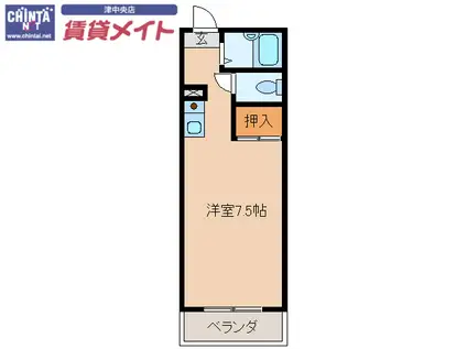 シーサイドパレス(ワンルーム/1階)の間取り写真