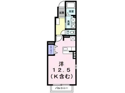 モデルノ デーア(1K/1階)の間取り写真