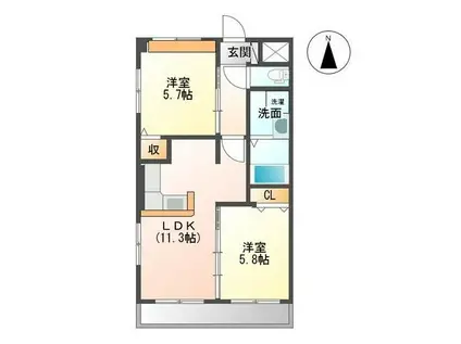 イーグルパル GEN(2LDK/2階)の間取り写真