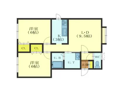 ベルメゾンB(2LDK/1階)の間取り写真