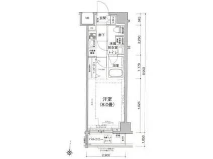 アイルキャナルシティ深川(1K/2階)の間取り写真
