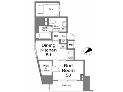 ピアース乃木坂(1DK/9階)の間取り写真