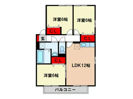 エーデルハイム(3LDK/2階)の間取り写真