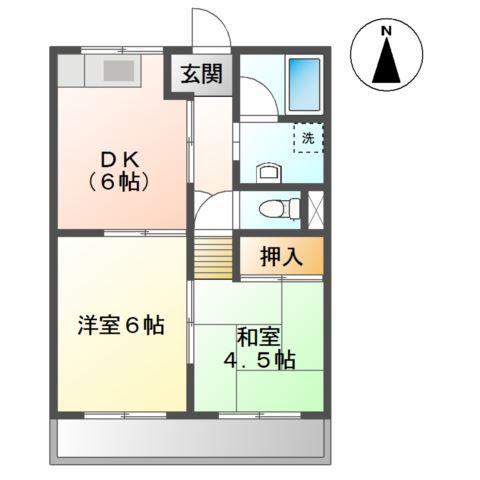 アメニティハイム21(2DK/2階)の間取り写真