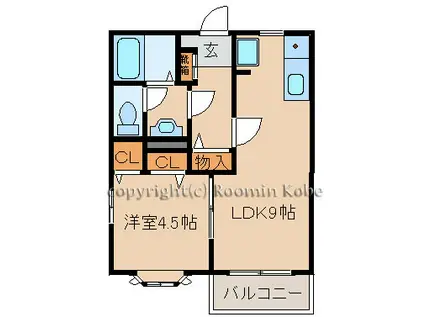 フレグランスウエスト(1LDK/1階)の間取り写真