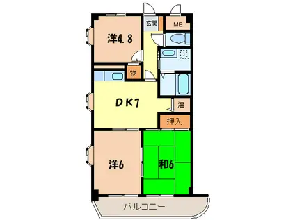 サニーコート(3DK/2階)の間取り写真