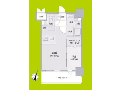 LOUIS RESIDENCE弁天町(1LDK/5階)の間取り写真