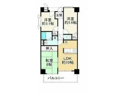 エス・バイ・エルマンション園田西(3LDK/2階)の間取り写真