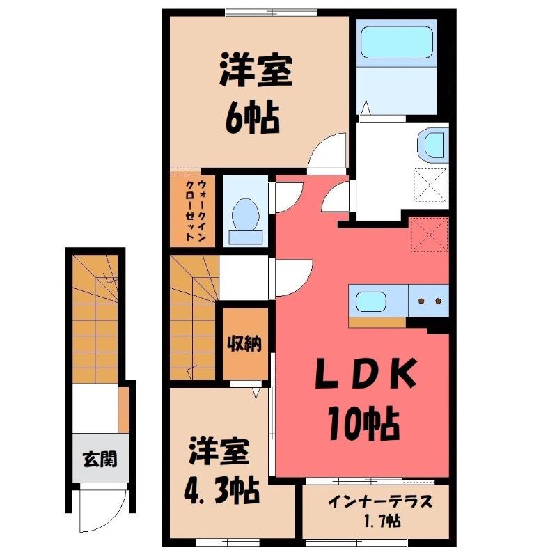 エルシオン(2LDK/2階)の間取り写真