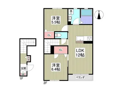アレッサ(2LDK/2階)の間取り写真