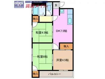 ウルドミール江戸橋(3DK/2階)の間取り写真