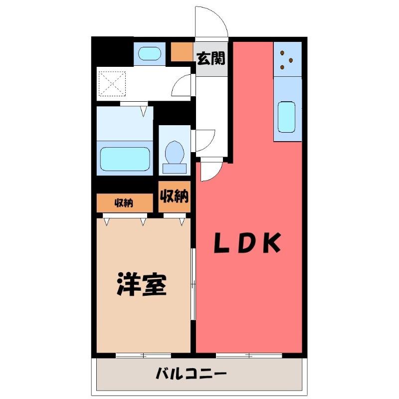 ヴァンヴェストB(1LDK/1階)の間取り写真