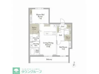 ポルタ ノビリス(2LDK/3階)の間取り写真