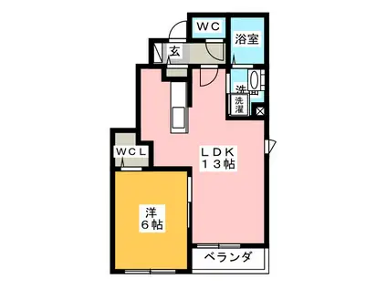 フローラI(1LDK/1階)の間取り写真