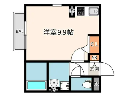 アールグレイコート桃谷(ワンルーム/3階)の間取り写真