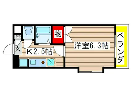 パティオII(1K/3階)の間取り写真