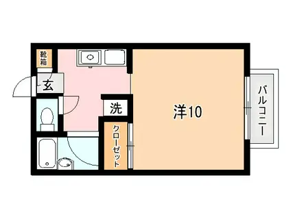 ヴィサージュJ(1K/1階)の間取り写真