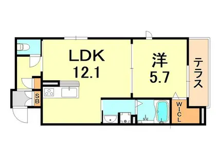 シャーメゾン摂津本山(1LDK/1階)の間取り写真