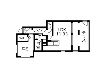 アッパーヴィレッジ(1LDK/1階)の間取り写真
