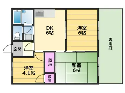 ルネパーク岸和田(3DK/1階)の間取り写真