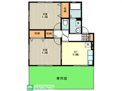 リヴィエールI(2DK/1階)の間取り写真