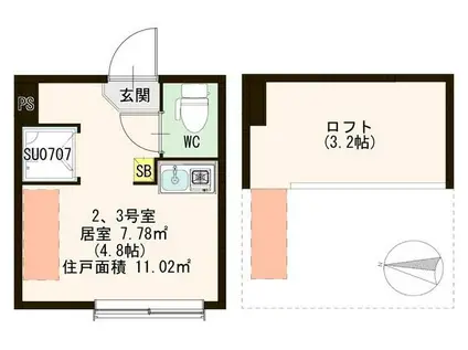 TERRACE SAINT HONORE(ワンルーム/1階)の間取り写真