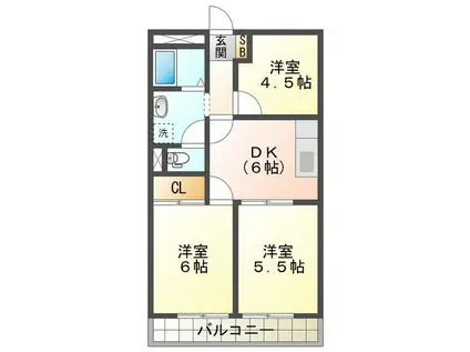 シルキータウン(3DK/1階)の間取り写真