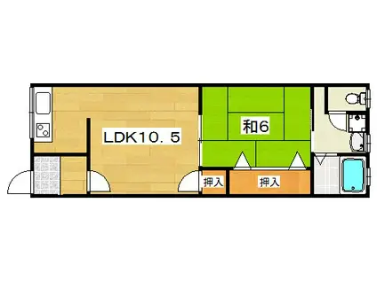 橘ハイツ(1LDK/2階)の間取り写真
