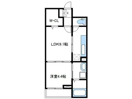SUNNY SIDE(1LDK/2階)の間取り写真