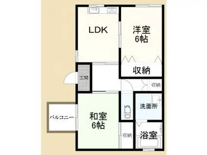 コーポむつのぶ3号棟(2LDK/2階)の間取り写真