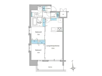 ルフォンプログレ南森町(2LDK/7階)の間取り写真