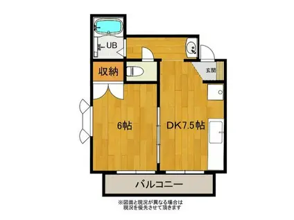 コーポN(1DK/2階)の間取り写真