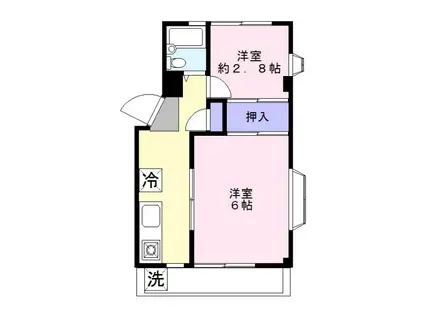 レジデンス稲荷(2K/3階)の間取り写真