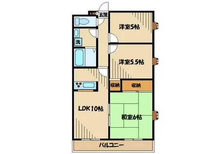 サンデーズII(3LDK/6階)の間取り写真